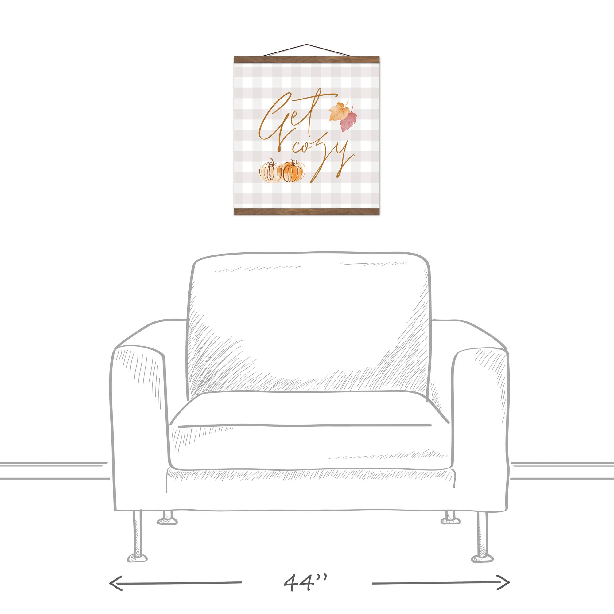 Get Cozy Check Teak Hanging Canvas